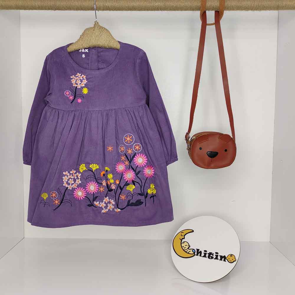 سارافون مخمل کبریتی دخترانه ۱ تا ۴ سال